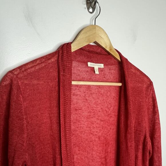Eileen Fisher Linen Open Cardigan Red Womens Size Small Sheer Lightweight Travel - Picture 2 of 9